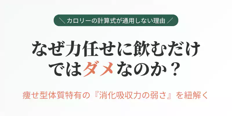 なぜ痩せ型ハードゲイナーはプロテインの飲み方にこだわるべきなのか、消化吸収力の弱さを解説するセクションバナー